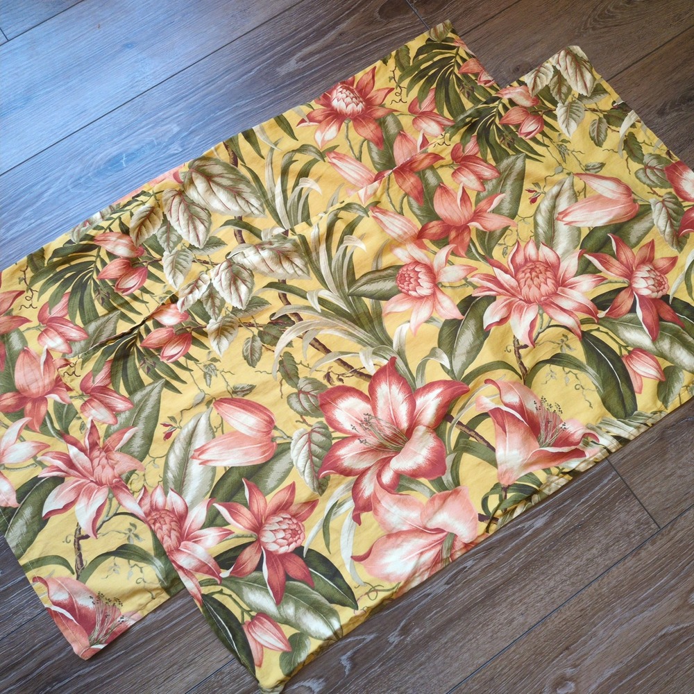 Tommy Bahama Home King Pillow Shams Pair (2) - Yellow Pink Tropical Floral